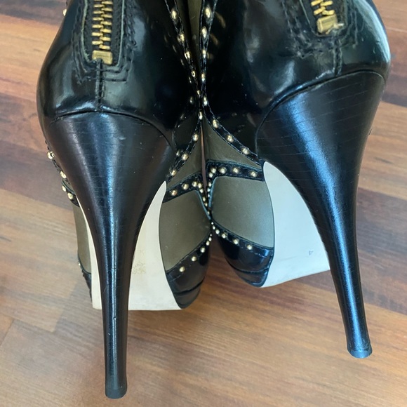 Asos, black/green leather ankle booties, UK Size 4/US 6, Platform,heel height 5” - Picture 5 of 13